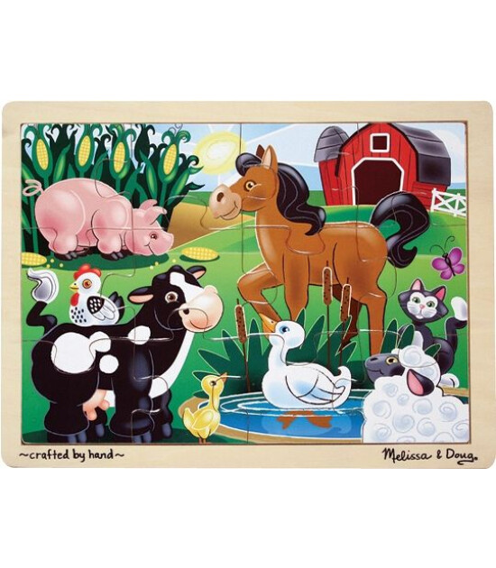 Melissa & Doug Ahşap 12 Parça Yapboz -Çiftlik Hayvanları