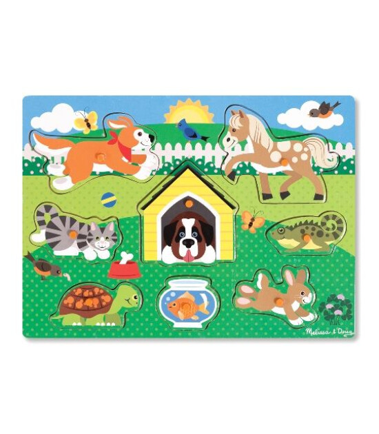 Melissa & Doug Ahşap Tutmalı Yapboz // Evcil Hayvanlar