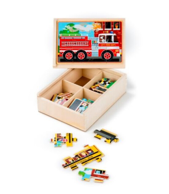 Melissa & Doug Ahşap Yapboz Seti // Araçlar (12 Parça x 4 Adet)