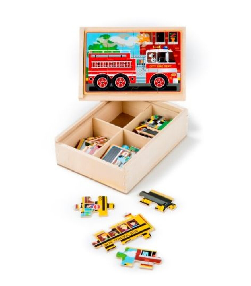 Melissa & Doug Ahşap Yapboz Seti // Araçlar (12 Parça x 4 Adet