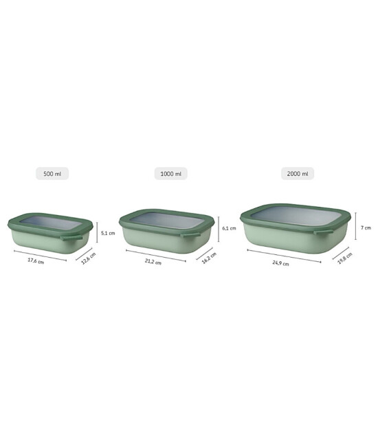 Mepal Set Cirqula Rectangular (500+1000+2000 ml) // Nordic Blue