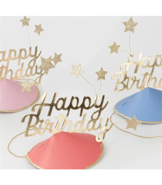 Meri Meri Parti Şapkaları (6 Adet)  // Happy Birthday &  Hats