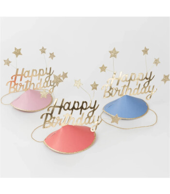 Meri Meri Parti Şapkaları (6 Adet)  // Happy Birthday &  Hats