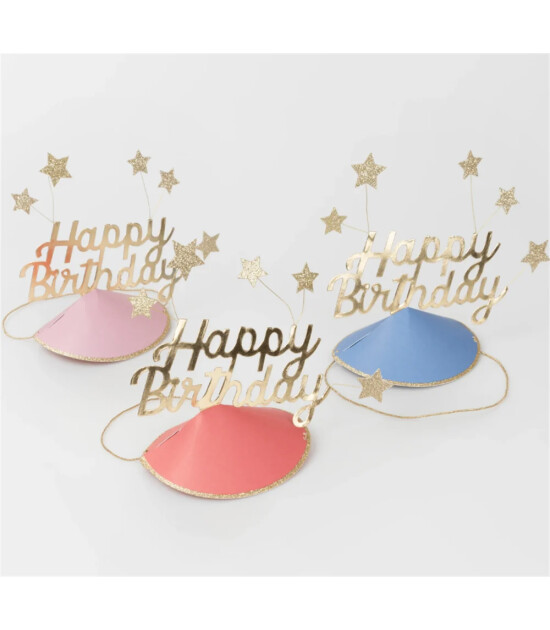 Meri Meri Parti Şapkaları (6 Adet)  // Happy Birthday &  Hats