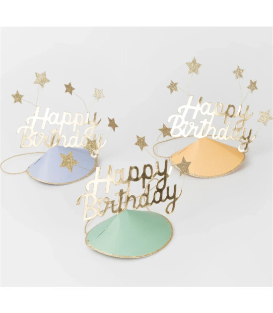 Meri Meri Parti Şapkaları (6 Adet)  // Happy Birthday &  Hats