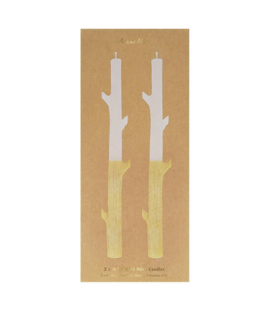 Meri Meri Parti İnce Mum // Altın Kaplamalı