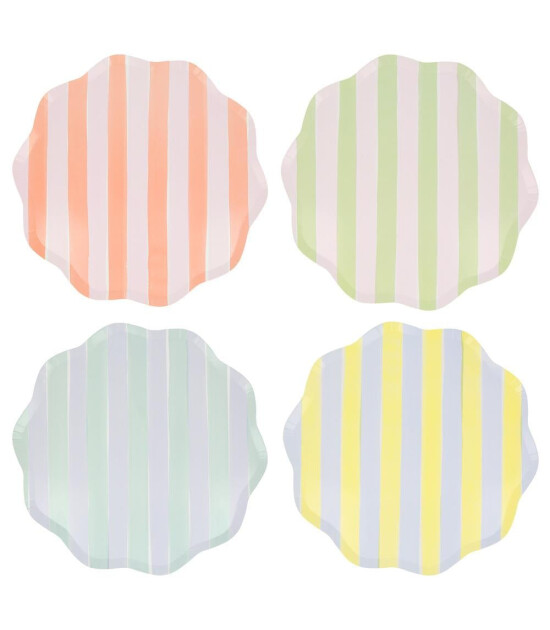 Meri Meri Parti Tabak (L) // Pastel Çizgili