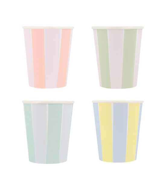 Meri Meri - Pastel Çizgili Bardaklar - 8 Adet