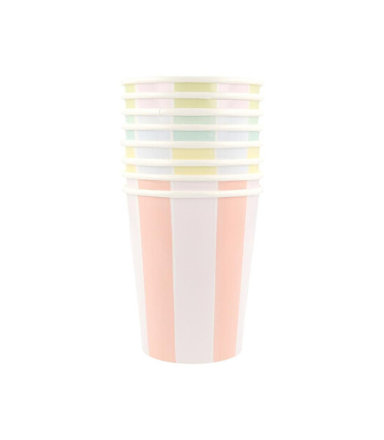 Meri Meri - Pastel Çizgili Bardaklar - 8 Adet