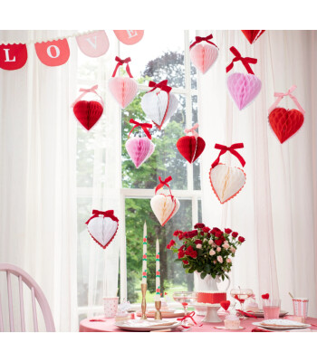 Meri Meri Asılan Süs // Kalpli Honeycomb