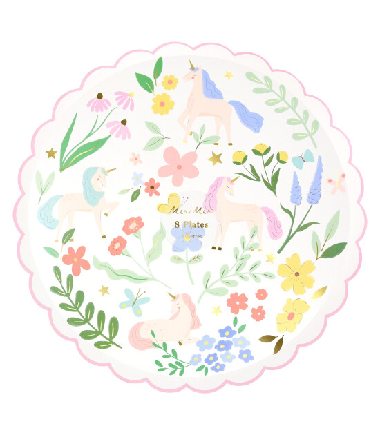 Meri Meri - Unicorn Tabak - L - 8 Adet