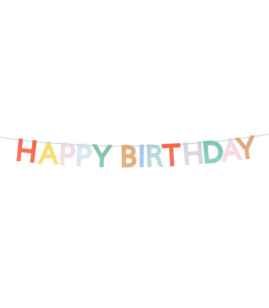 Meri Meri - Tırtıklı Parlak Happy Birthday Asılan Süs