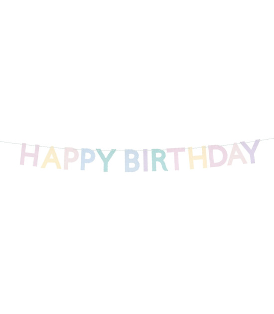 Meri Meri - Tırtıklı Pastel Happy Birthday Asılan Süs