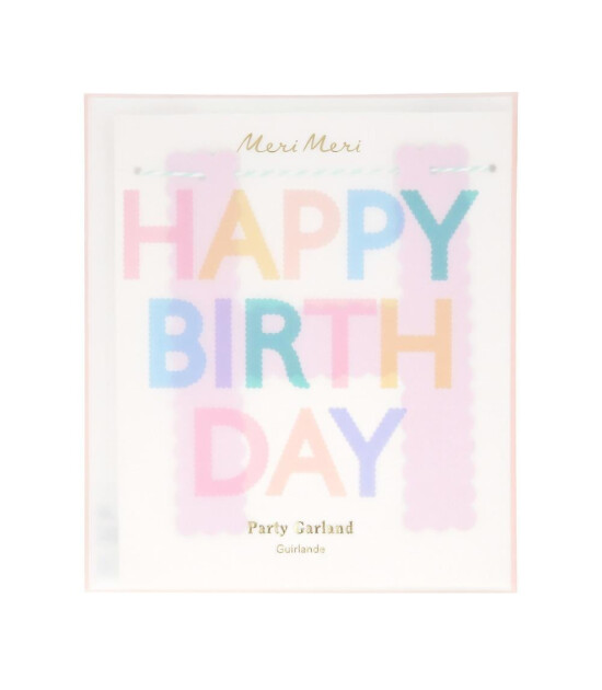 Meri Meri - Tırtıklı Pastel Happy Birthday Asılan Süs