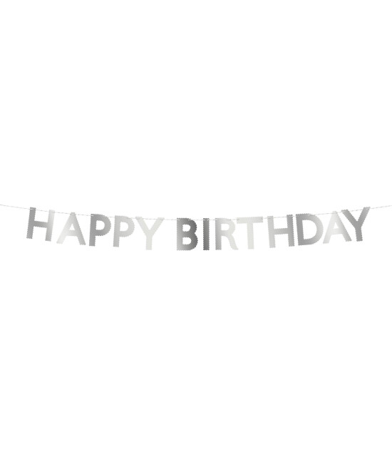 Meri Meri Asılan Süs // Tırtıklı Gümüş Happy Birthday
