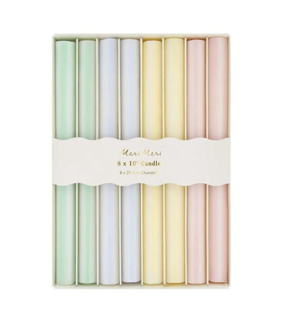 Meri Meri Pastel Çizgili Sofra Mumları
