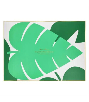 Meri Meri - Tropikal Yaprak Desenli Amerikan Servisi - 12 Adet