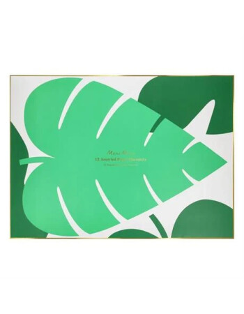 Meri Meri - Tropikal Yaprak Desenli Amerikan Servisi - 12 Adet