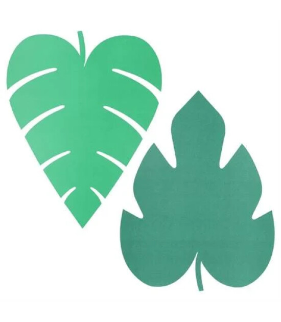 Meri Meri - Tropikal Yaprak Desenli Amerikan Servisi - 12 Adet