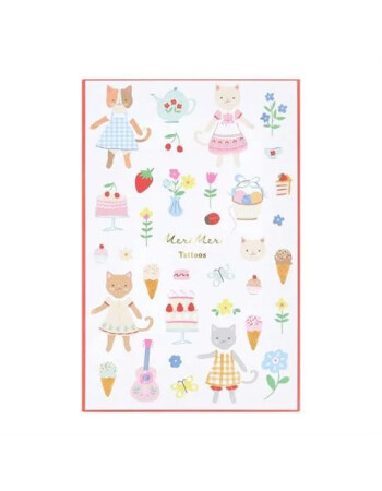 Meri Meri - Kedi Kul&uuml;b&uuml; Ge&ccedil;ici D&ouml;vme Seti - 2 Sayfa