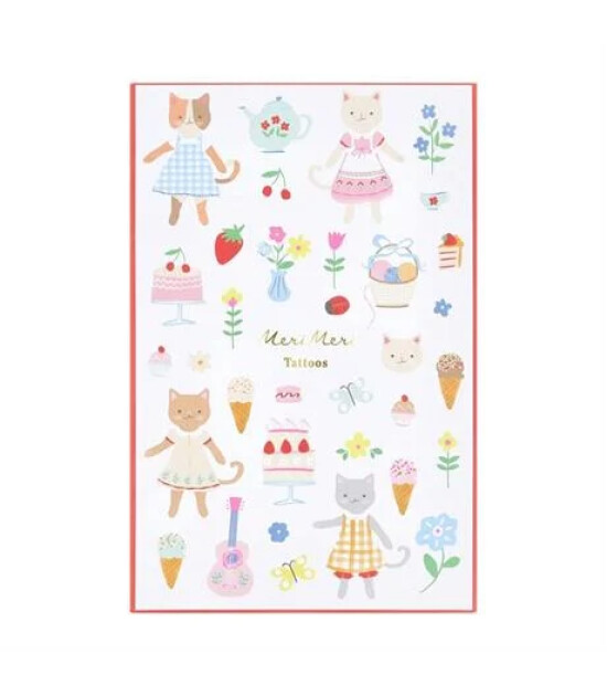 Meri Meri - Kedi Kul&uuml;b&uuml; Ge&ccedil;ici D&ouml;vme Seti - 2 Sayfa