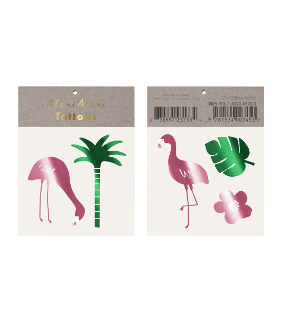 Meri Meri Geçici Dövme // Tropikal Flamingo