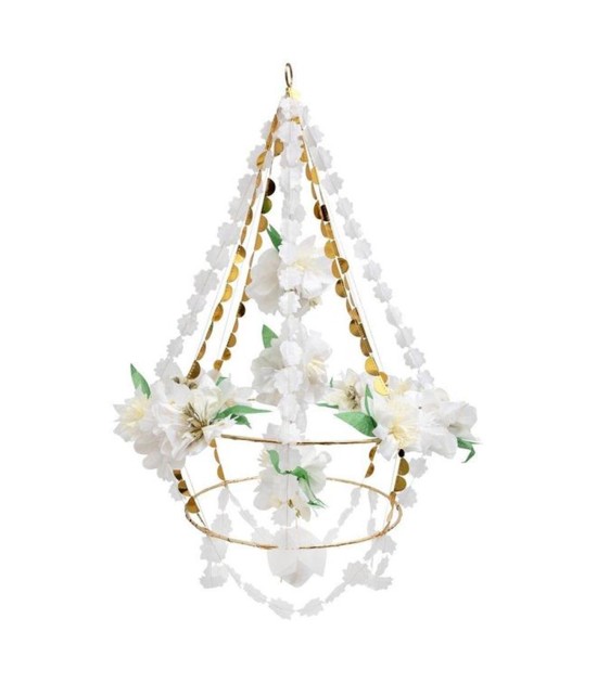 Meri Meri Asılan Süs // Beyaz Çiçekli Süs Avize