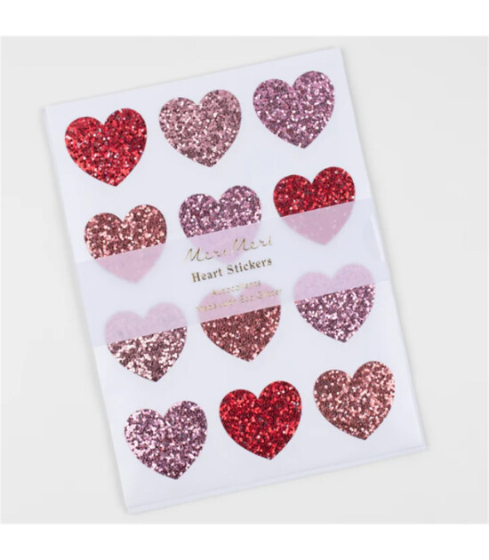 Meri Meri Glitter Heart Stickers // Parıltılı Kalp Çıkartmalar