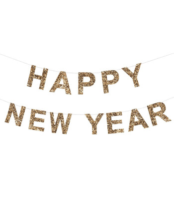 Meri Meri Asılan Süs // Happy New Year - Gold Glitter