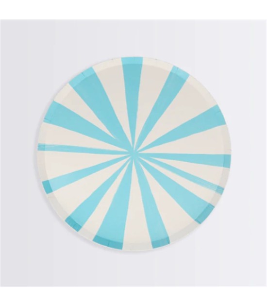 Meri Meri Parti Tabak // (S) Mavi Çizgili