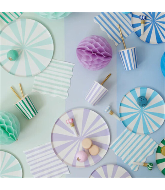 Meri Meri Parti Tabak // (S) Mavi Çizgili