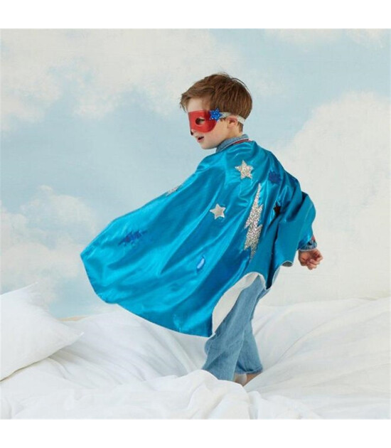 Meri Meri Mavi Super Kahraman Kostüm