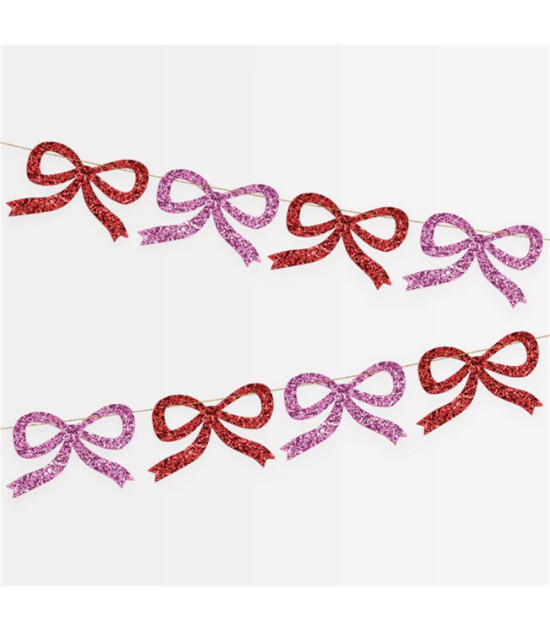 Meri Meri Asılan Süs // Kırmızı & Pembe Parıltılı Kurdele