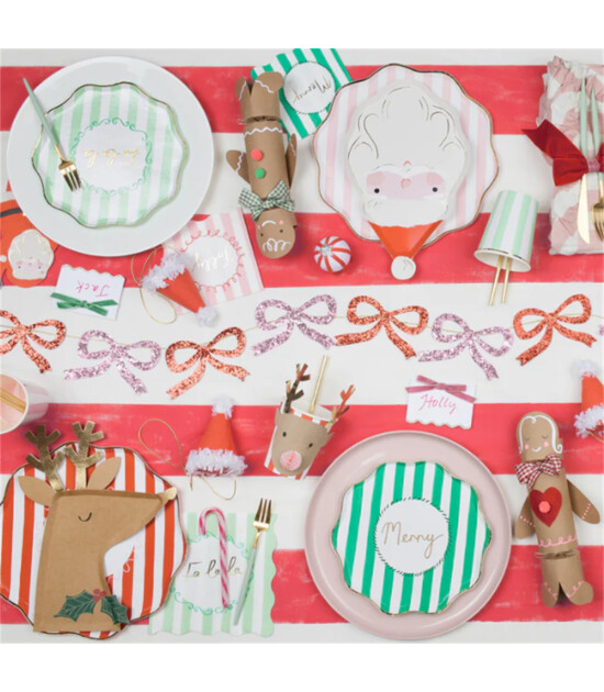 Meri Meri Asılan Süs // Kırmızı & Pembe Parıltılı Kurdele