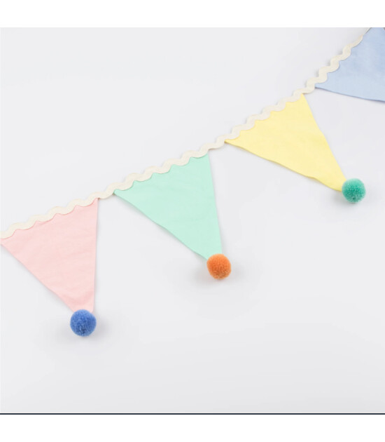 Meri Meri - Pastel Pom Pom Flag Garland - Pastel Pom Pom Bayrak Asılan Süs