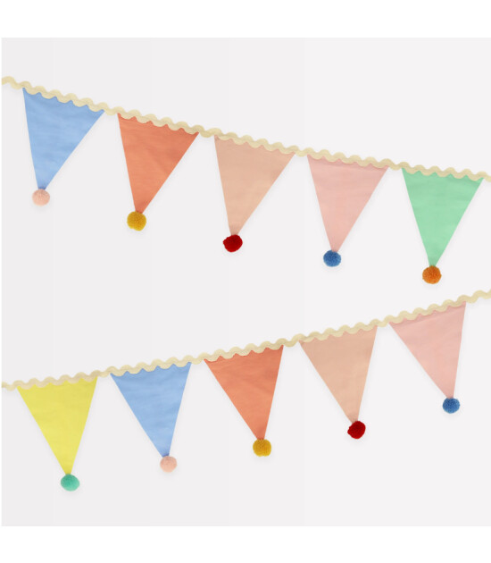 Meri Meri - Pastel Pom Pom Flag Garland - Pastel Pom Pom Bayrak Asılan Süs