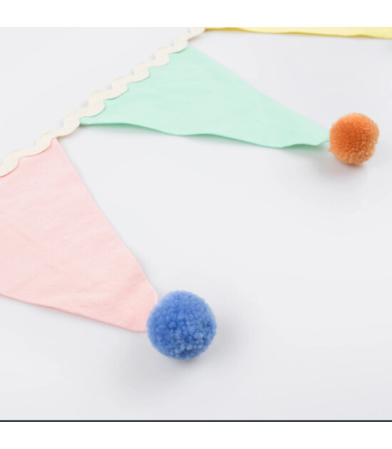 Meri Meri - Pastel Pom Pom Flag Garland - Pastel Pom Pom Bayrak Asılan Süs