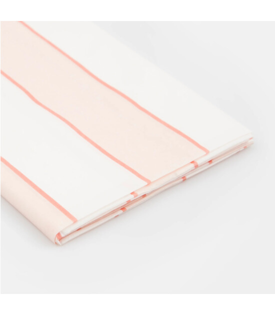 Meri Meri - Peach Stripe Tablecloth - Şeftali Tonlu Çizgili Kağıt Masa Örtüsü