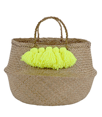 Meri Meri Hasır Sepet // Sarı Neon