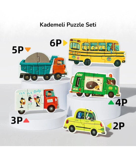 Mideer My First Puzzle // Hareketli Arabalar (2-6 Par&ccedil;a)