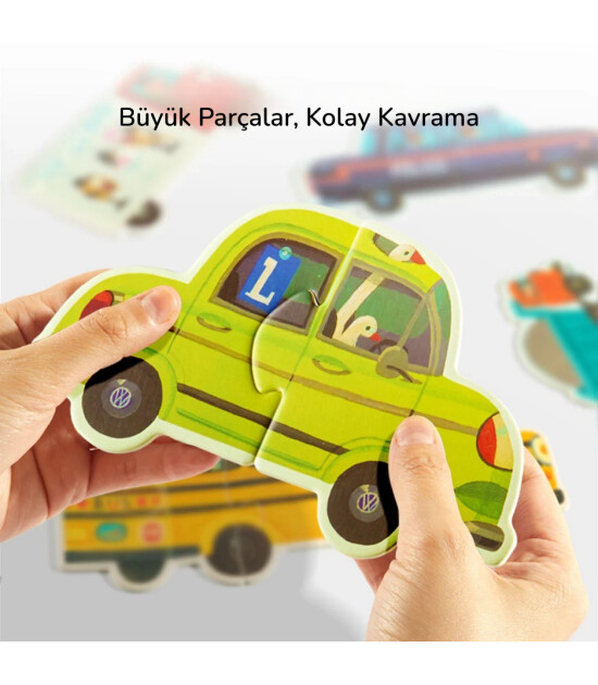 Mideer My First Puzzle // Hareketli Arabalar (2-6 Par&ccedil;a)