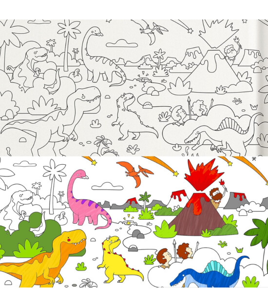 Mideer Yapışkanlı Boyama Rulosu - Muhteşem Dinozorlar, 4 Metre