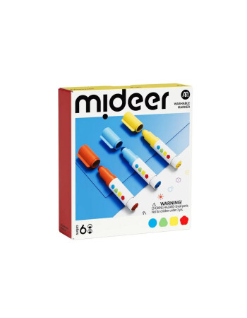 Mideer Yuvarlak &Ccedil;ift U&ccedil;lu Yıkanabilir Marker - 6 Renk