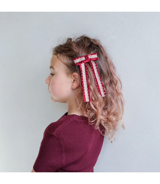 Mimi & Lula Saç Toka Glitter Bow // Red