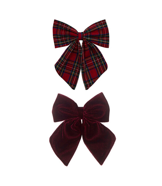 Mimi & Lula Saç Toka Set (2 Adet) // Tartan Agnes Bow - Red