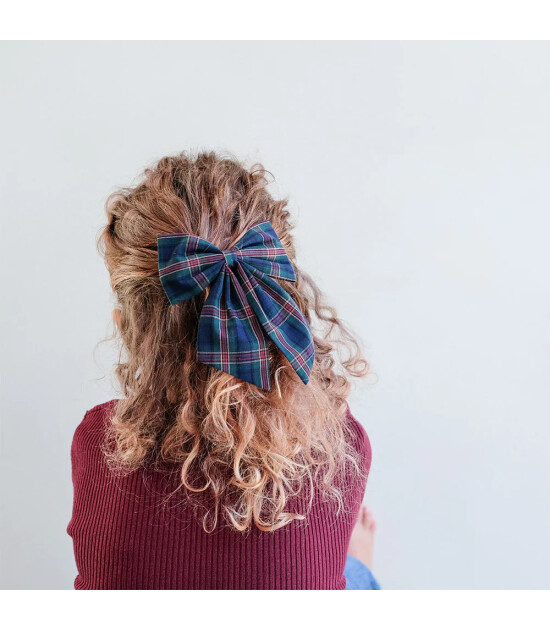 Mimi & Lula Saç Toka Set (2 Adet) // Tartan Agnes Bow - Green