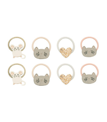 Mimi & Lula Mini Lastik Saç Toka Set (8 Adet) // Cat & Mouse