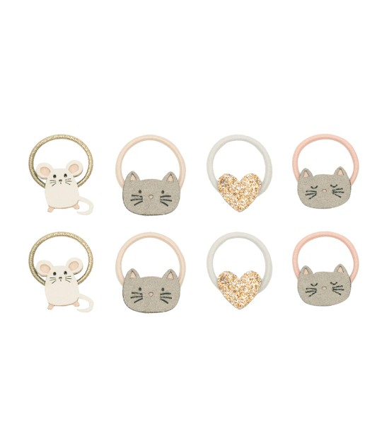 Mimi & Lula Mini Lastik Saç Toka Set (8 Adet) // Cat & Mouse