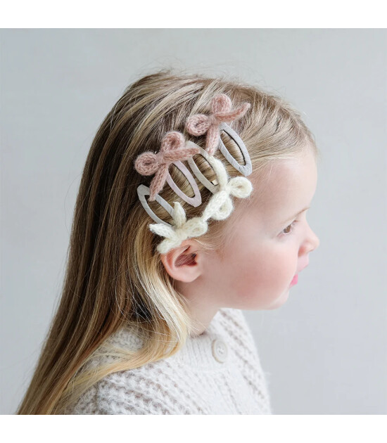 Mimi & Lula Saç Toka Set (4 Adet) // Granny Knitted Bow