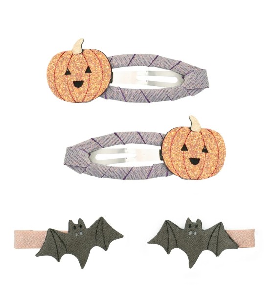 Mimi & Lula Saç Toka Set (4 Adet) // Pumpkin & Bat